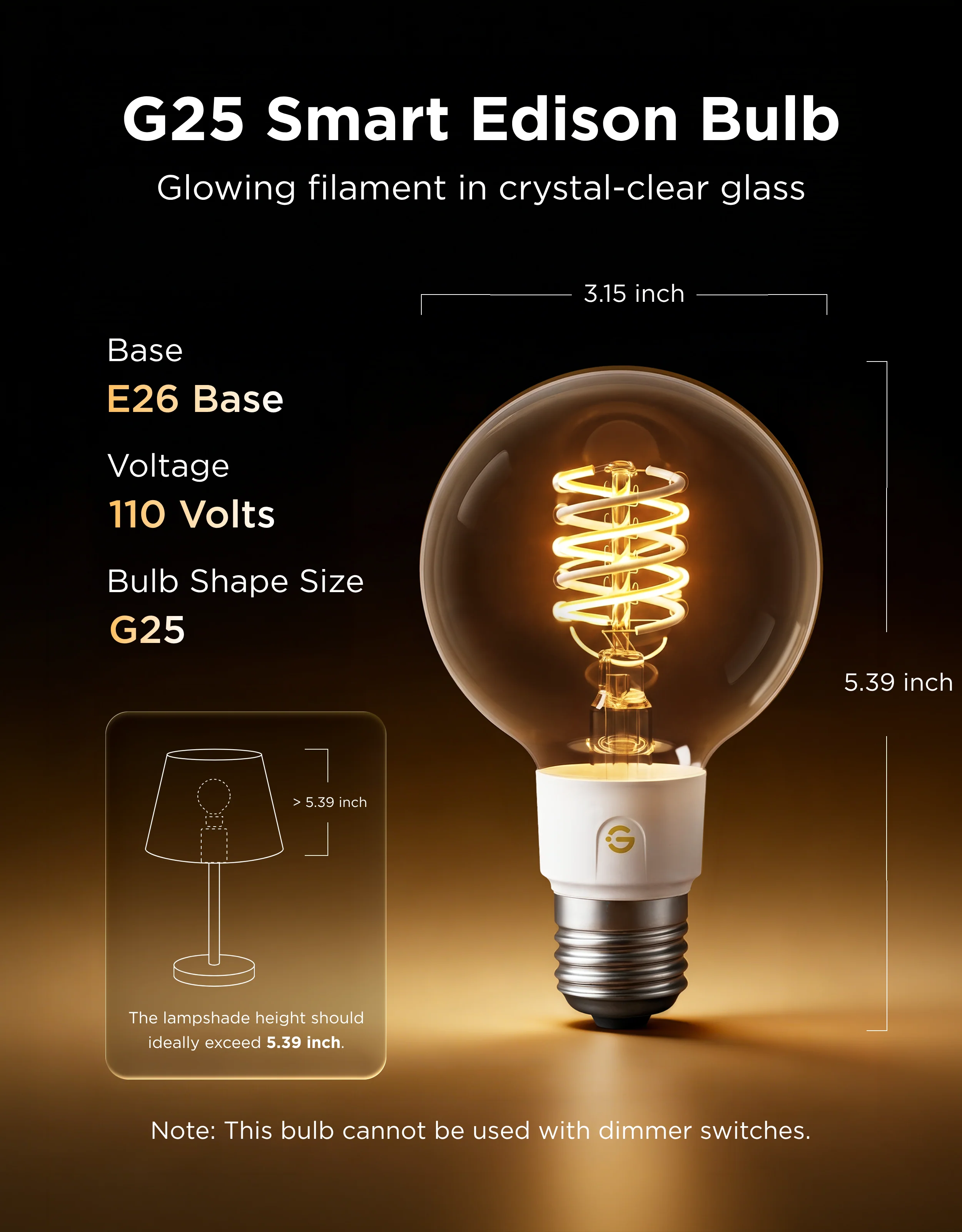 Govee E26 Smart Edison Light Bulb G25 500lm - Image 6
