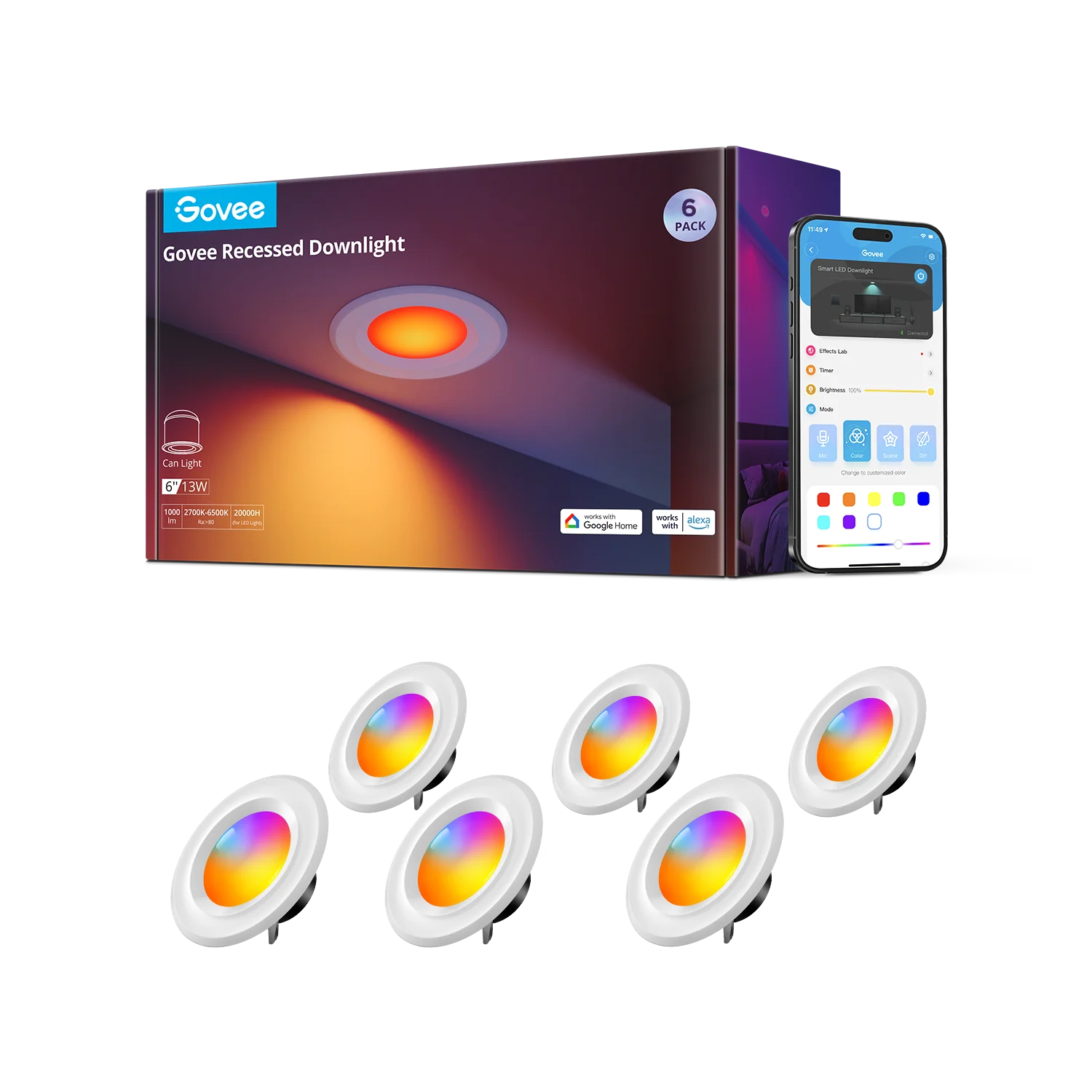 Govee 6-Inch Smart Retrofit Recessed Can Lights - Image 9