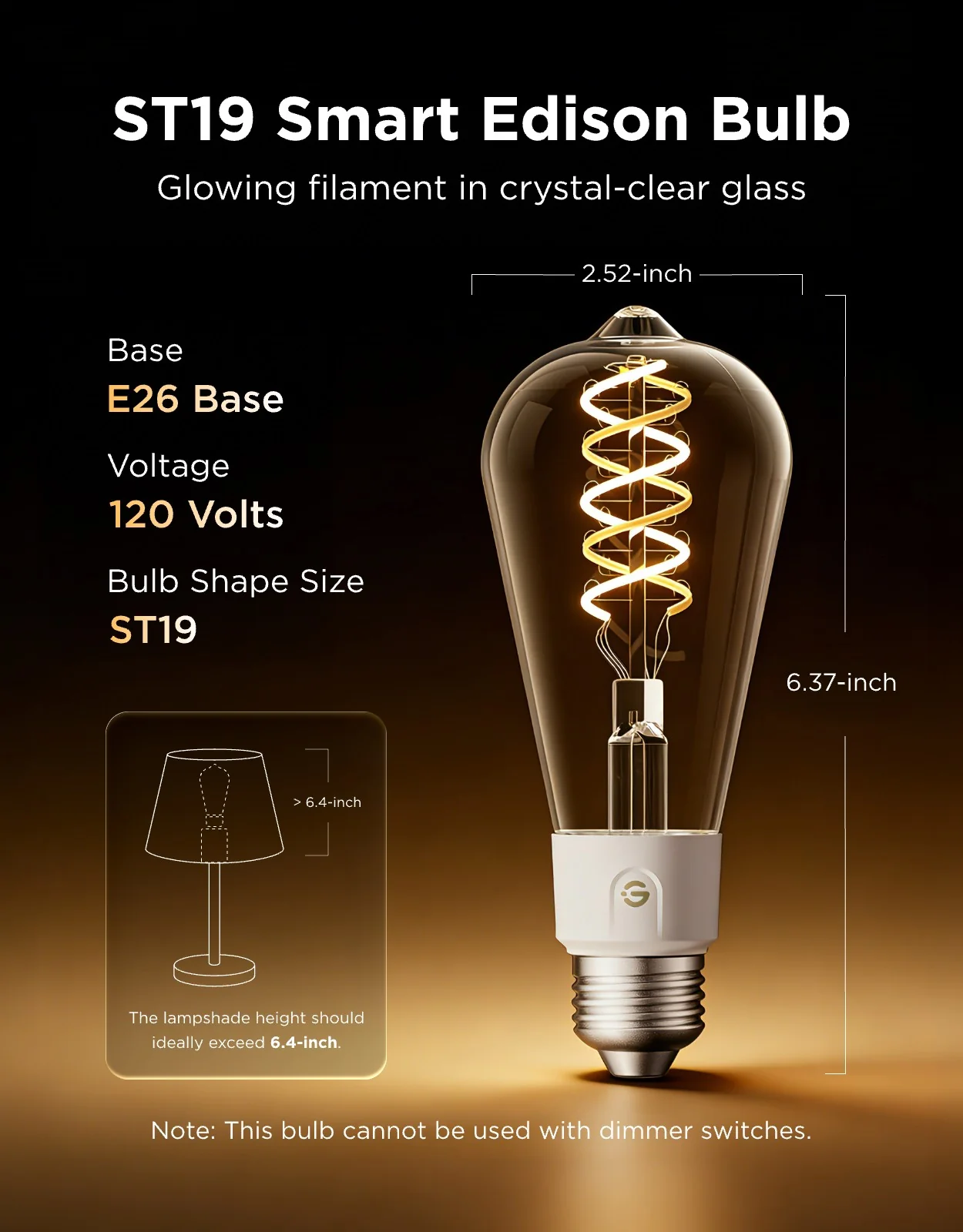 Govee E26 Smart Edison Light Bulb ST19 500lm - Image 2