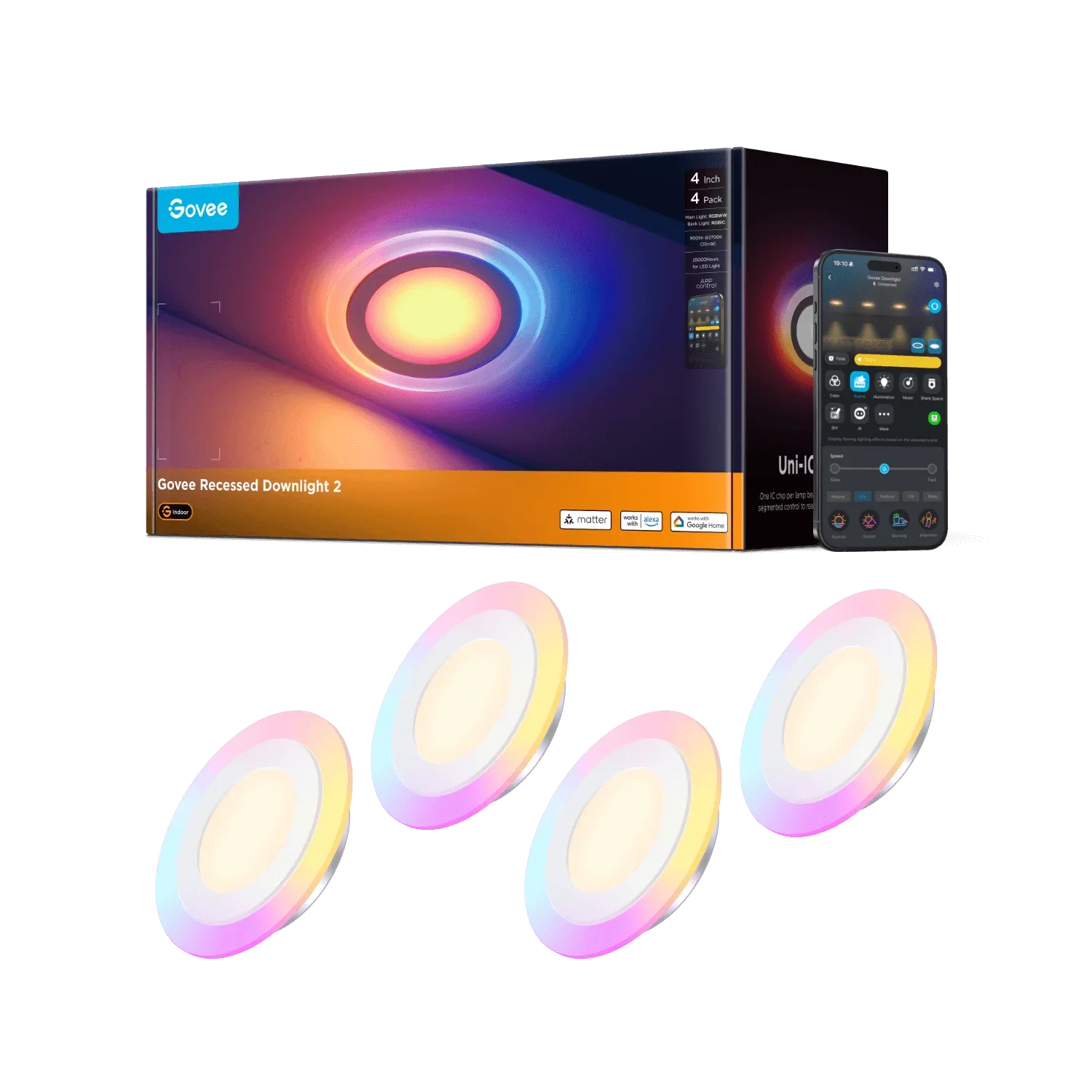 Refurbished Govee 4/6 Inch Smart Recessed Lights Pro with Night Light - Image 8