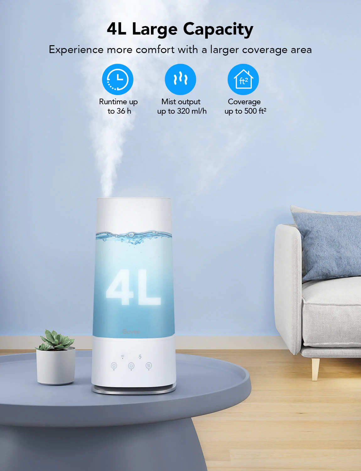 Refurbished Govee 4L Smart Humidifier with Hygrometer - Image 4