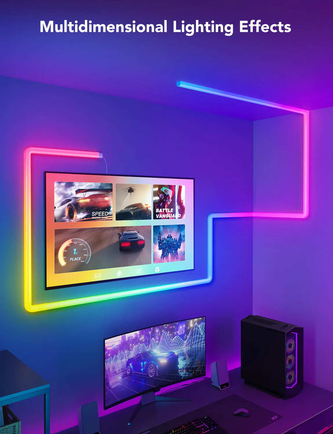 Refurbished Govee Glide RGBIC 3D Wall Light - Image 4