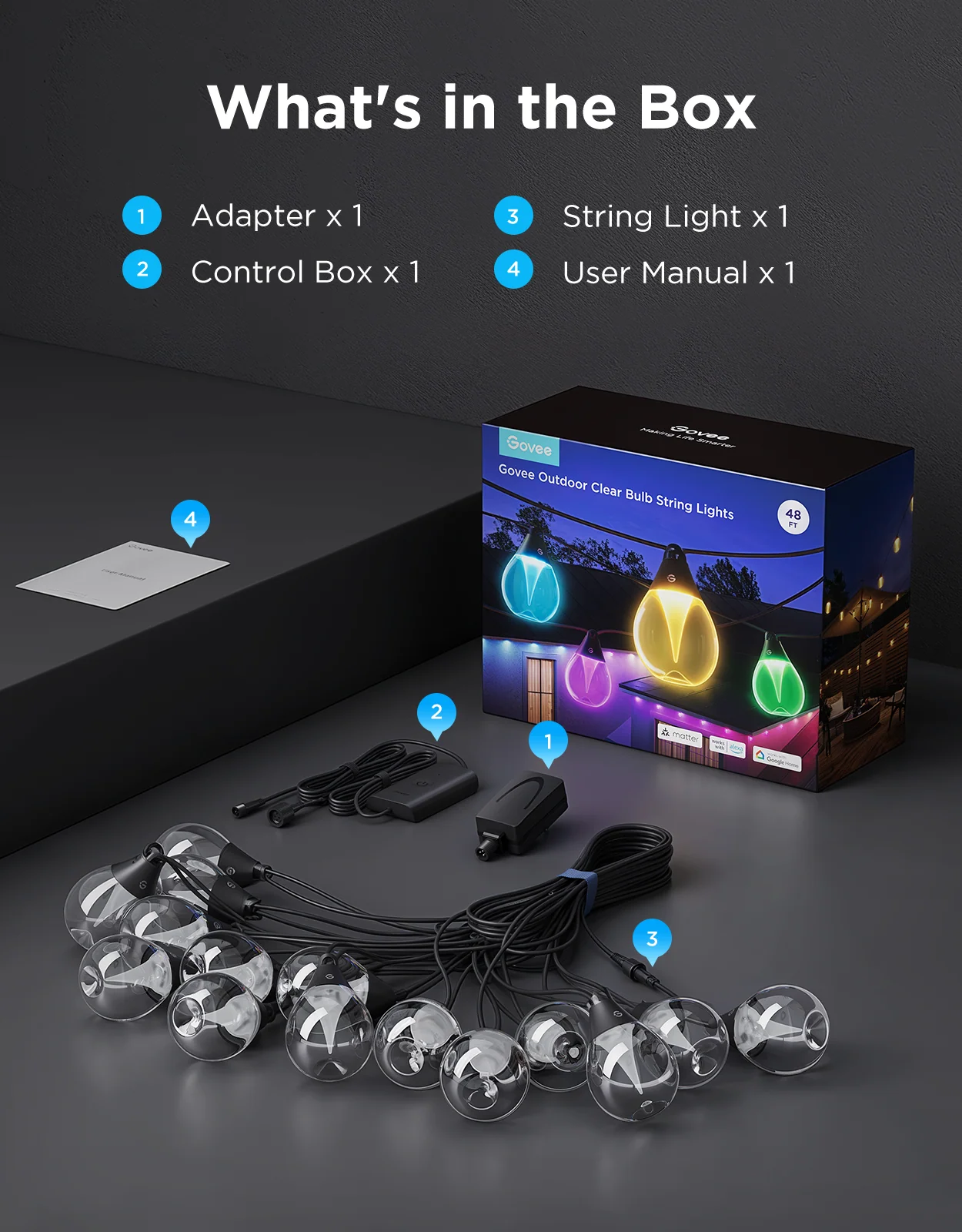 Refurbished Govee Outdoor Clear Bulb String Lights - Image 18