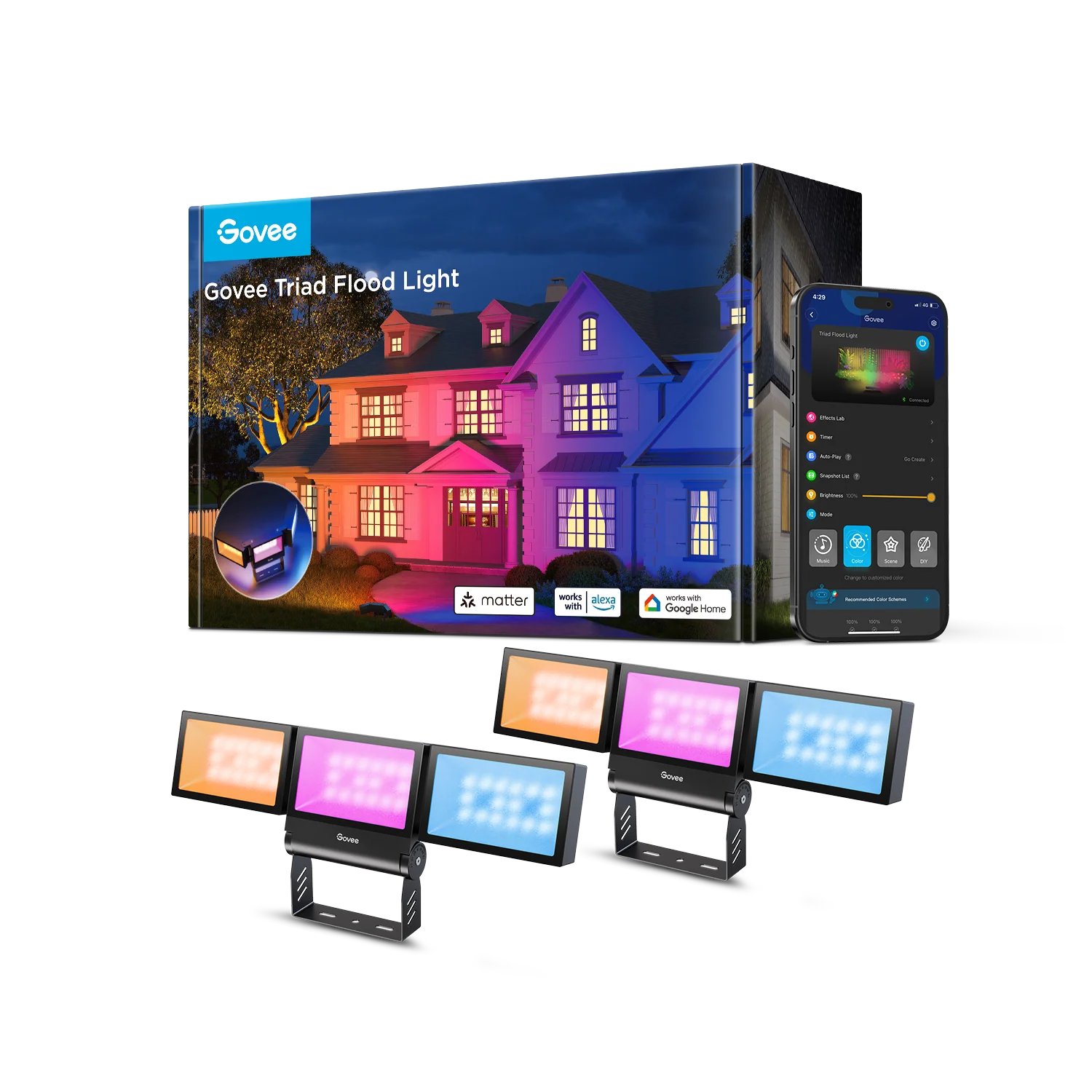 Refurbished Govee Outdoor Triad Flood Lights - Image 9