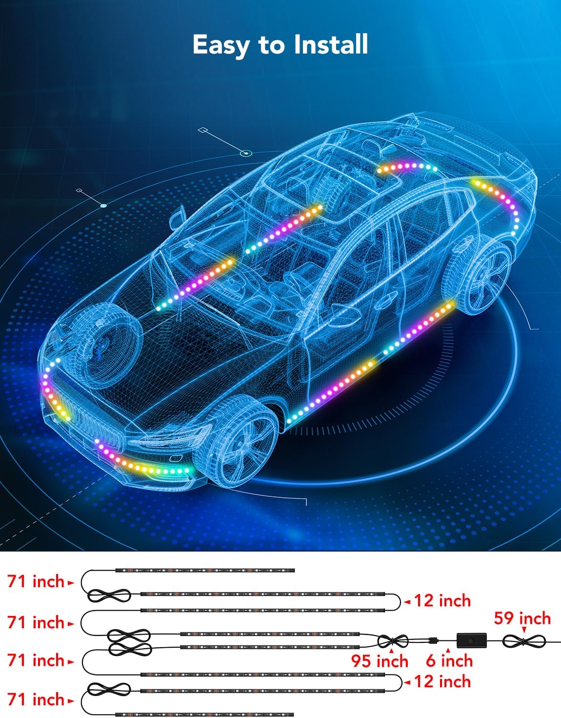 Refurbished Govee RGBIC Car Underglow Lights - Image 5