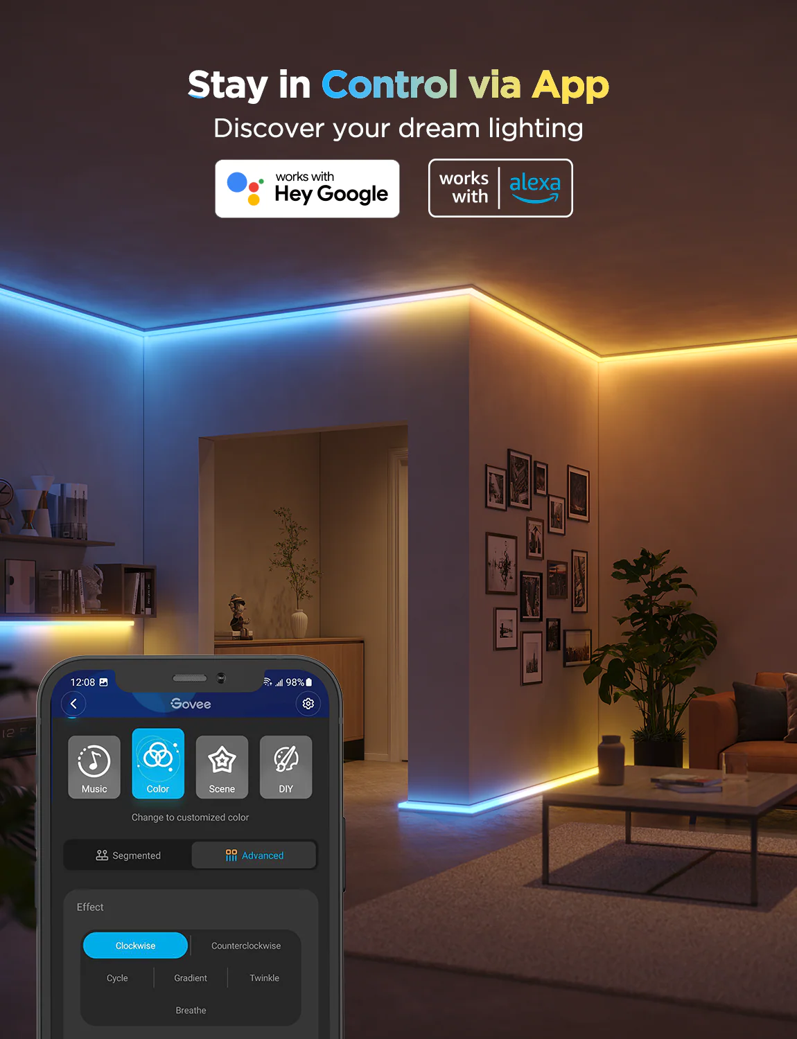 Refurbished Govee RGBIC LED Strip Lights with Covers - Image 7