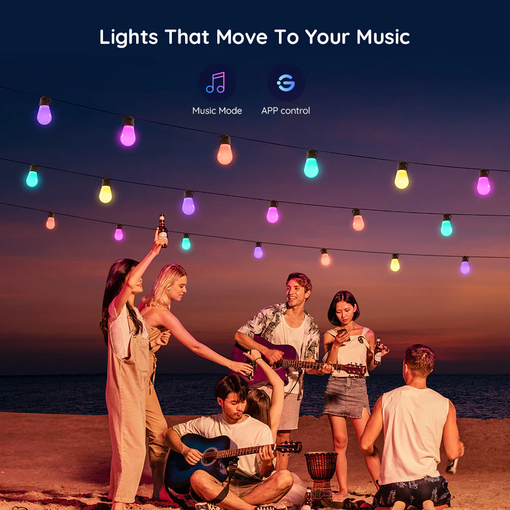 Refurbished Govee RGBIC Warm White Wi-Fi & Bluetooth Smart Outdoor String Lights - Image 10