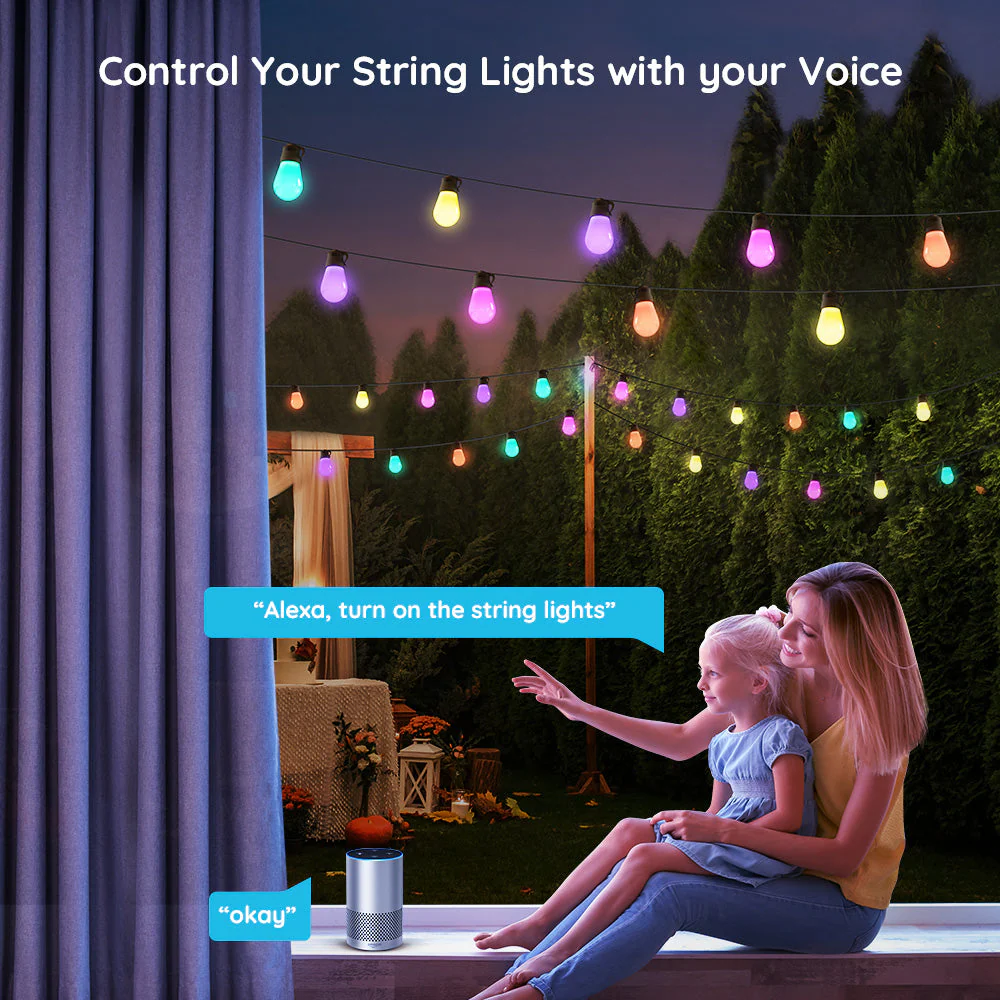 Refurbished Govee RGBIC Warm White Wi-Fi & Bluetooth Smart Outdoor String Lights - Image 11