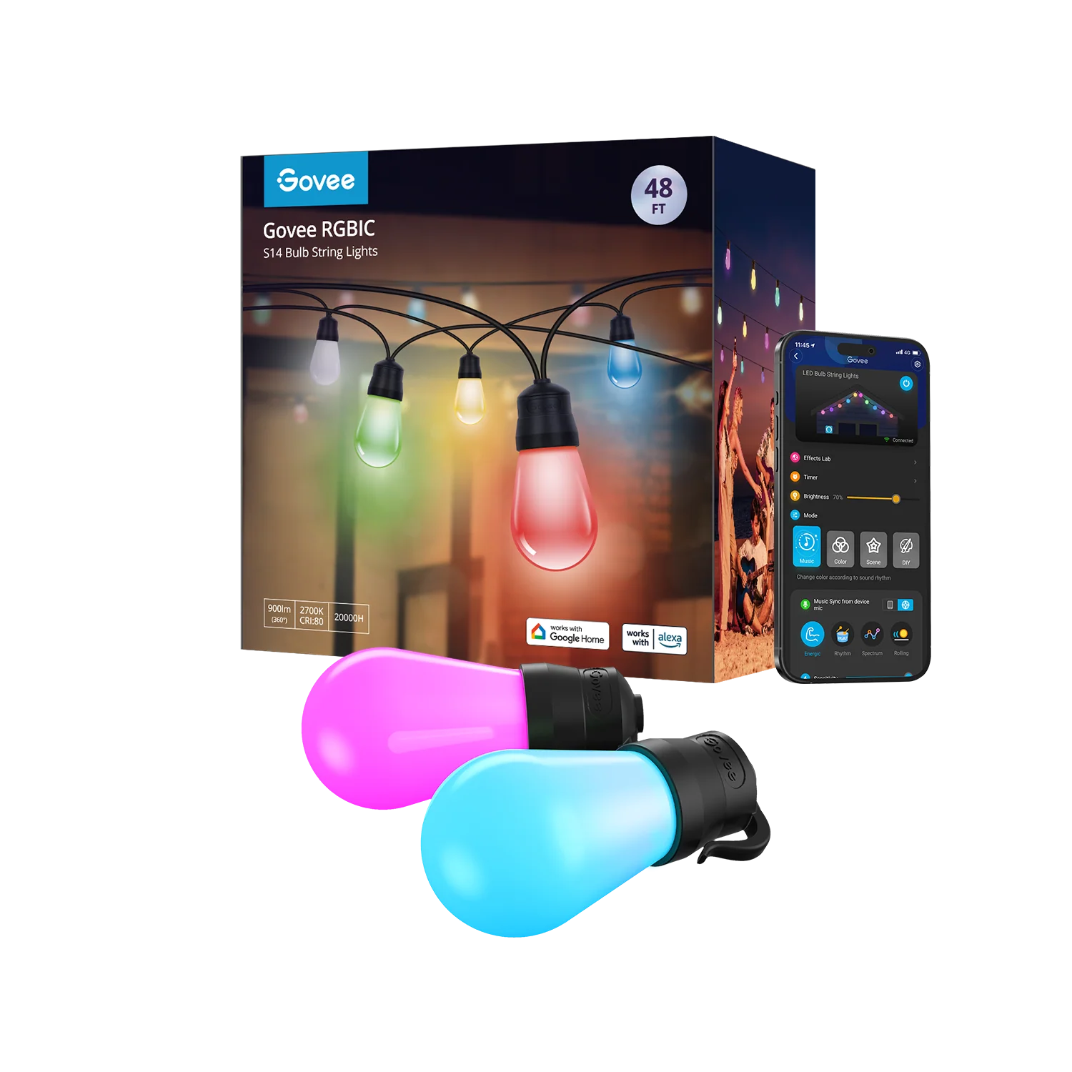 Refurbished Govee RGBIC Warm White Wi-Fi & Bluetooth Smart Outdoor String Lights - Image 12
