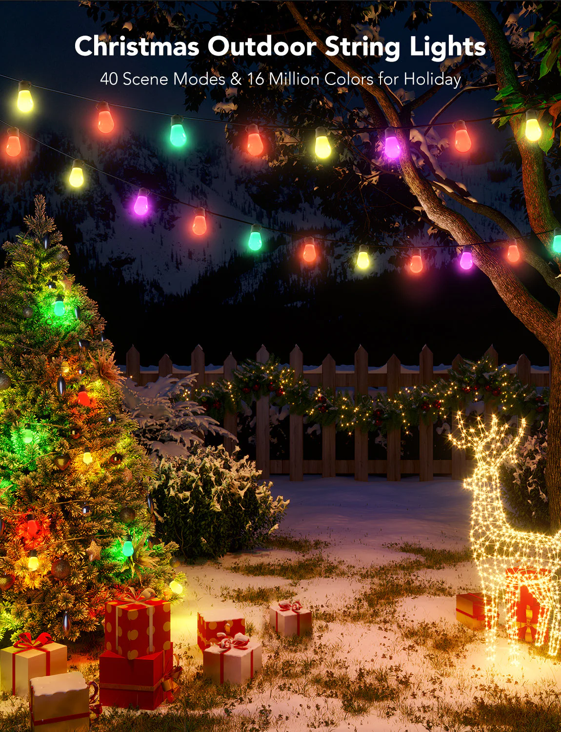 Refurbished Govee RGBIC Warm White Wi-Fi & Bluetooth Smart Outdoor String Lights - Image 8