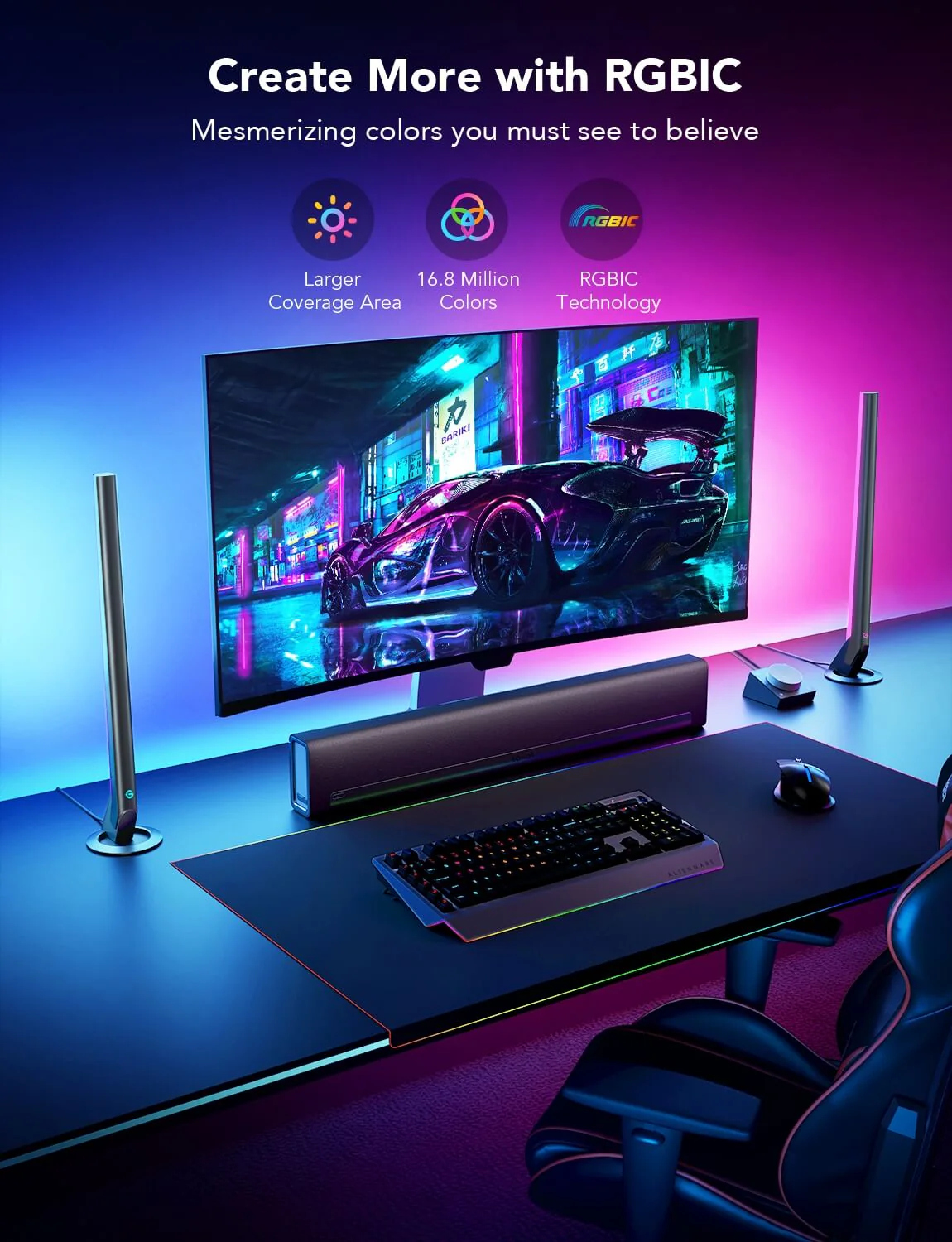 Refurbished Govee RGBIC Wi-Fi Gaming Light Bars with Smart Controller - Image 11