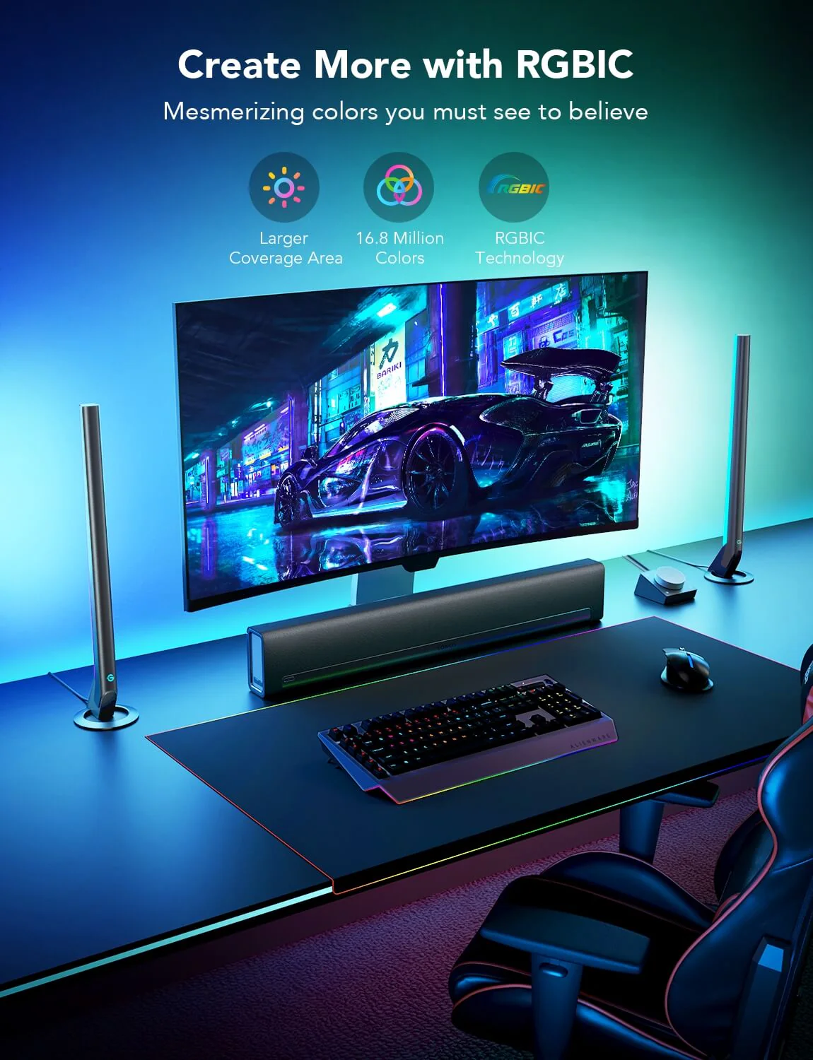 Refurbished Govee RGBIC Wi-Fi Gaming Light Bars with Smart Controller - Image 15