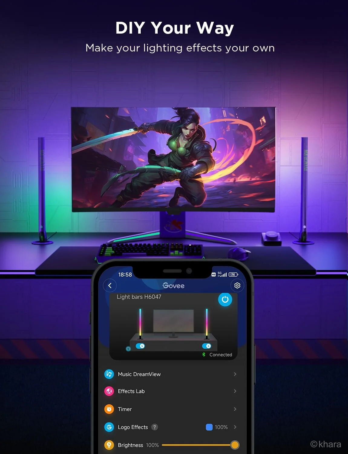 Refurbished Govee RGBIC Wi-Fi Gaming Light Bars with Smart Controller - Image 7
