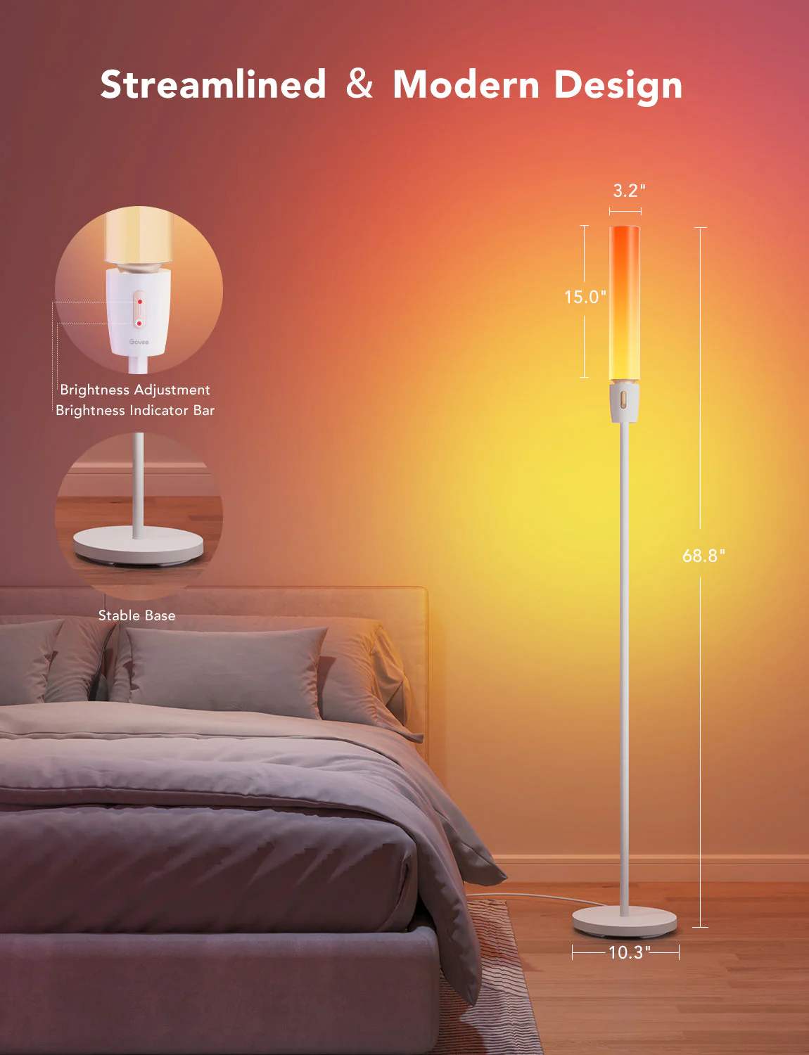 Refurbished Govee RGBICWW Cylinder Floor Lamp - Image 7