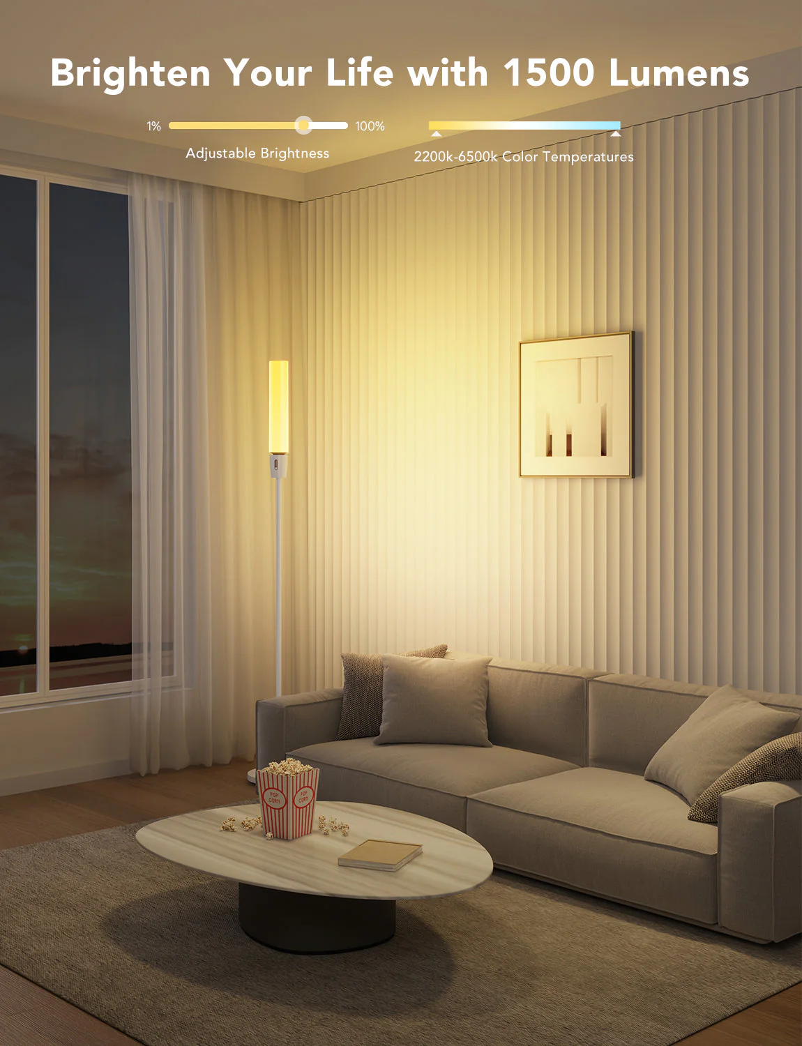 Refurbished Govee RGBICWW Cylinder Floor Lamp - Image 5