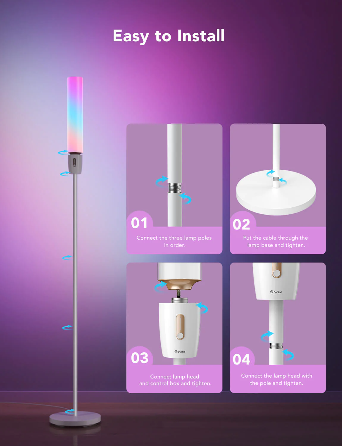 Refurbished Govee RGBICWW Cylinder Floor Lamp - Image 9