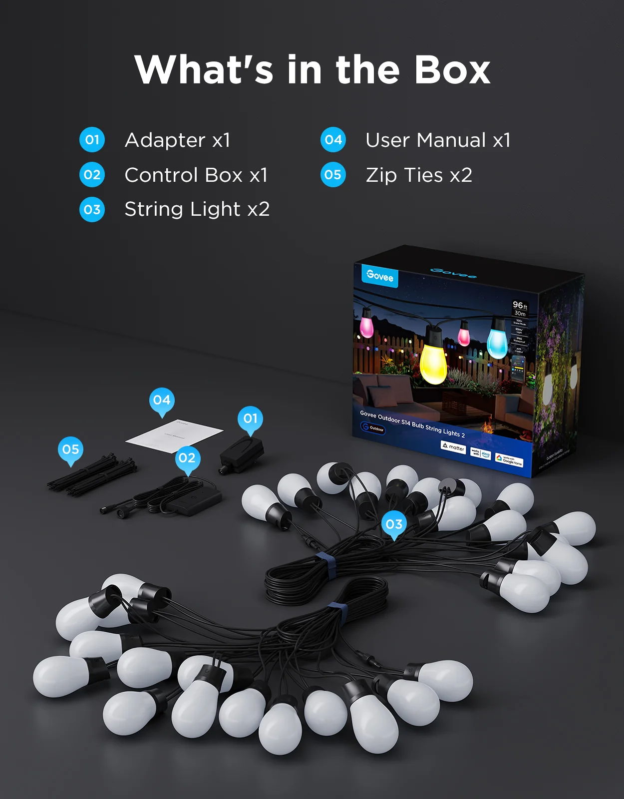 Refurbished Govee Smart Outdoor S14 Bulb String Lights 2 - Image 18
