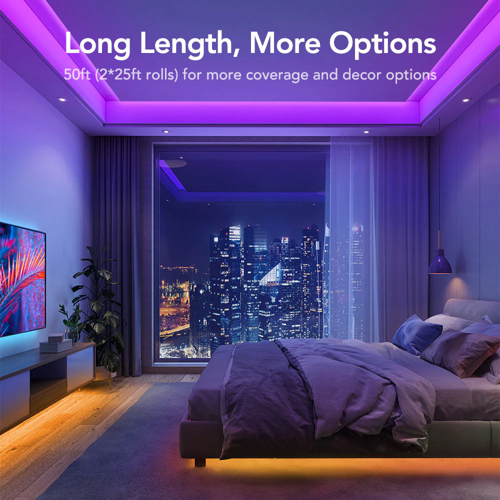 Refurbished Govee Wi-Fi + Bluetooth RGB LED Strip Lights (2*25ft) - Image 3
